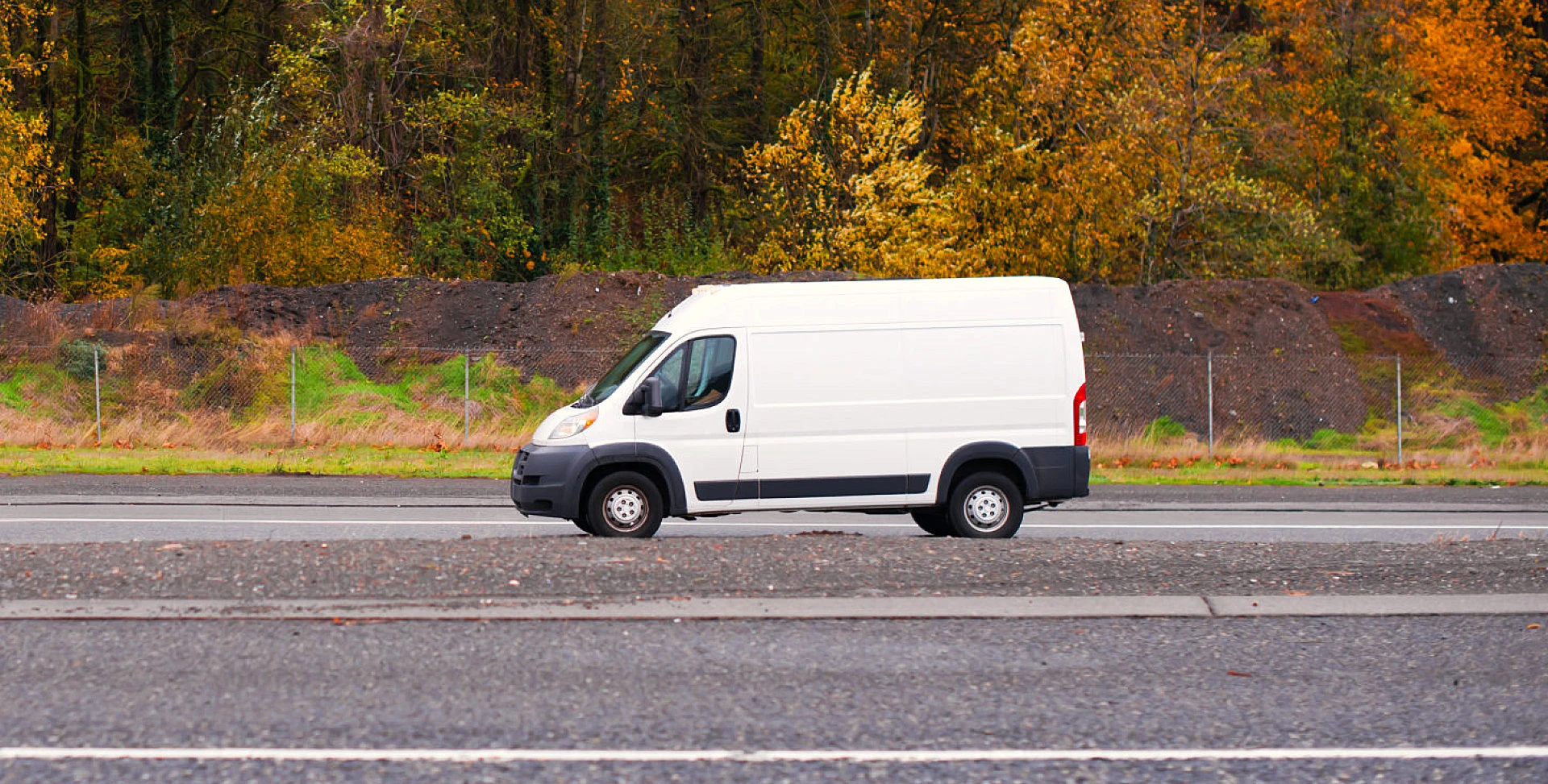van on a busy highway